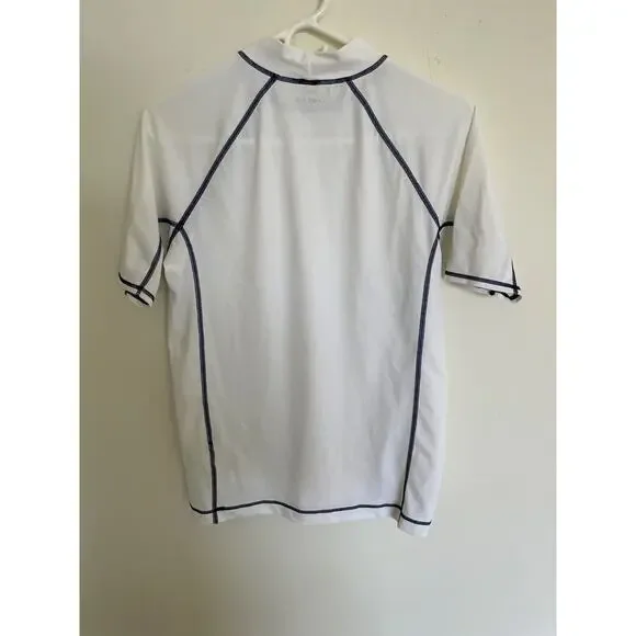 Land's End Unisex Boy's White Short Sleeve Rash Guard-Large (14-16) - Picture 1 of 3